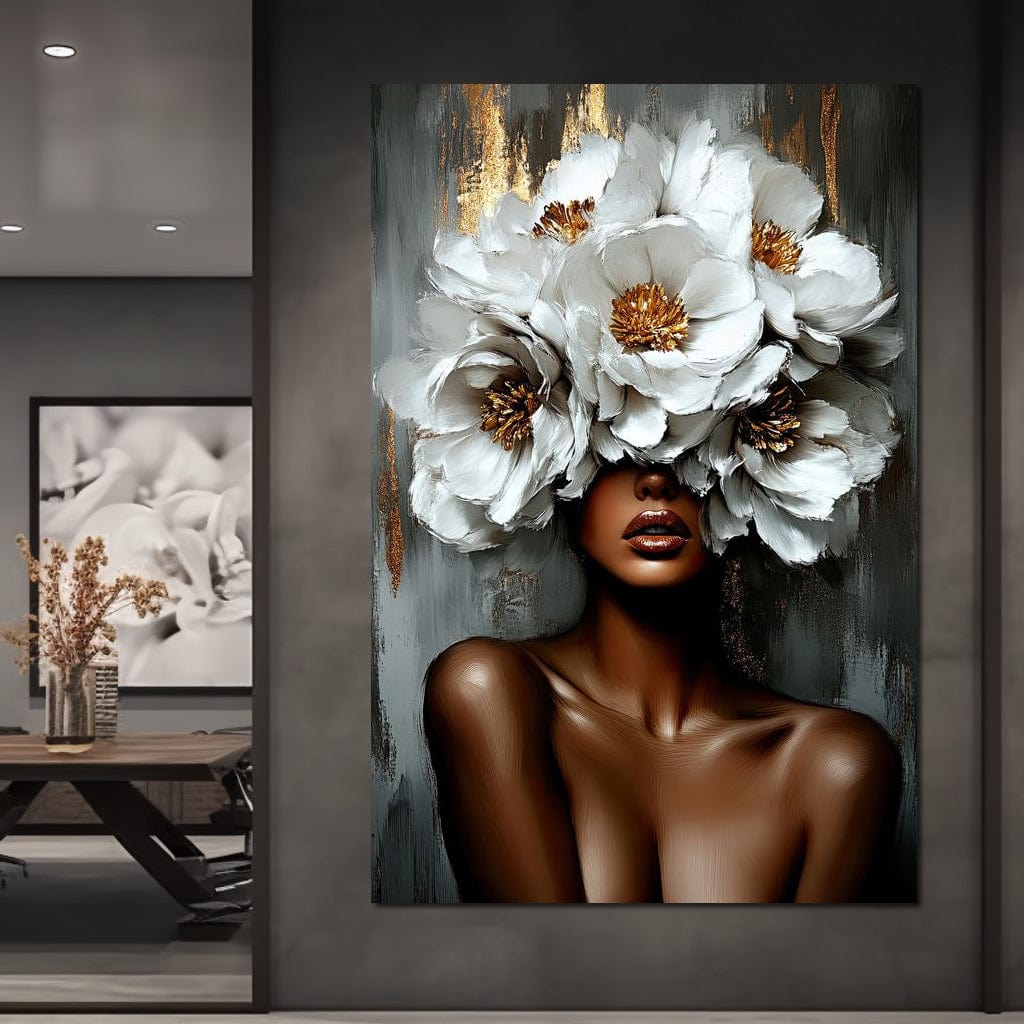 Tablou Canvas Premium LuxCanva® G1003, Regina Florilor , Eleganta, Piele, Stralucitoare, Textura, Senzualitate, Portret, Living, Dormitor, Culori vibrante