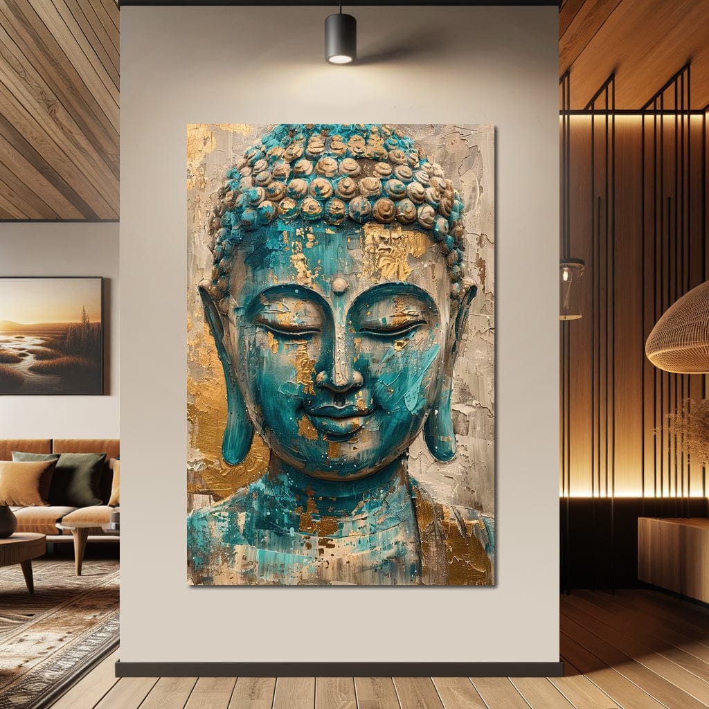 Tablou Canvas Premium LuxCanva® I134, Spiritul Turcoaz, Buddha, Zen, Meditatie, Calm, Armonie, Mistic, Emotie, Pace Interioara, Renastere, Pictura, Arta, Living, Dormitor