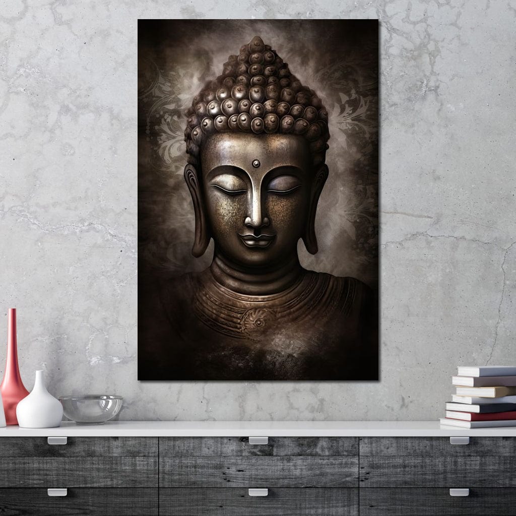 Tablou Canvas Premium LuxCanva® I129, Esenta Pacii, Buddha, Zen, Meditatie, Spiritualitate, Armonie, Pace Interioara, Echilibru, Ritual, Iluminare, Urna, Living, Dormitor