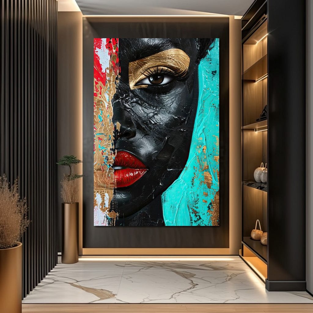 Tablou Canvas Premium LuxCanva® GV1051, Frumusete Rupta, Contrast, Aur, Textura, Abstract, Privire, Stralucire, Chip, Emotie, Living, Dormitor