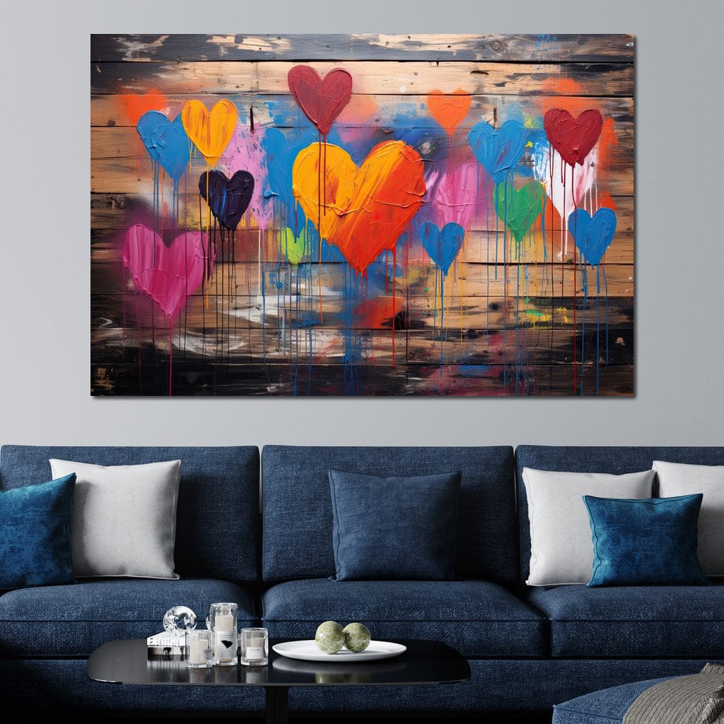 Tablou Canvas Premium LuxCanva® E1003, O Mare de Inimi, Vibratie, Optimism, Fericire, Culori, Inimi, Living Room, Culori vibrante