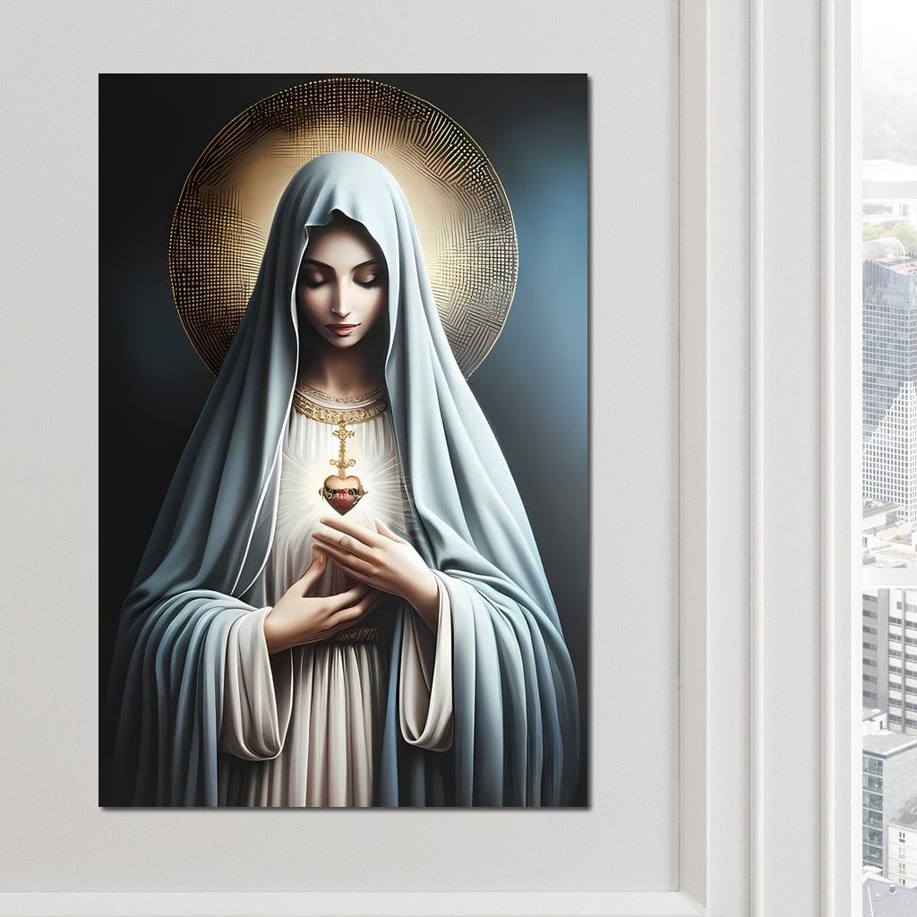 Tablou Canvas Premium LuxCanva® H1039, In Bratele Credintei, Fecioara Maria, Rugaciune, Lumina, Credinta, Pace, Har, Blandete, Divin, Arta Religioasa, Living, Dormitor