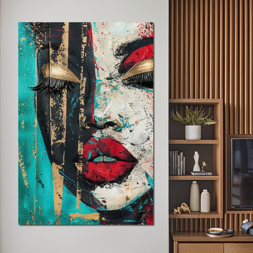 Tablou Canvas Premium LuxCanva® G1024, Femeia Din Haos , Avangardist, Culori, Metalic, Portret, Expresionism, Emotie, Roz, Living, Dormitor