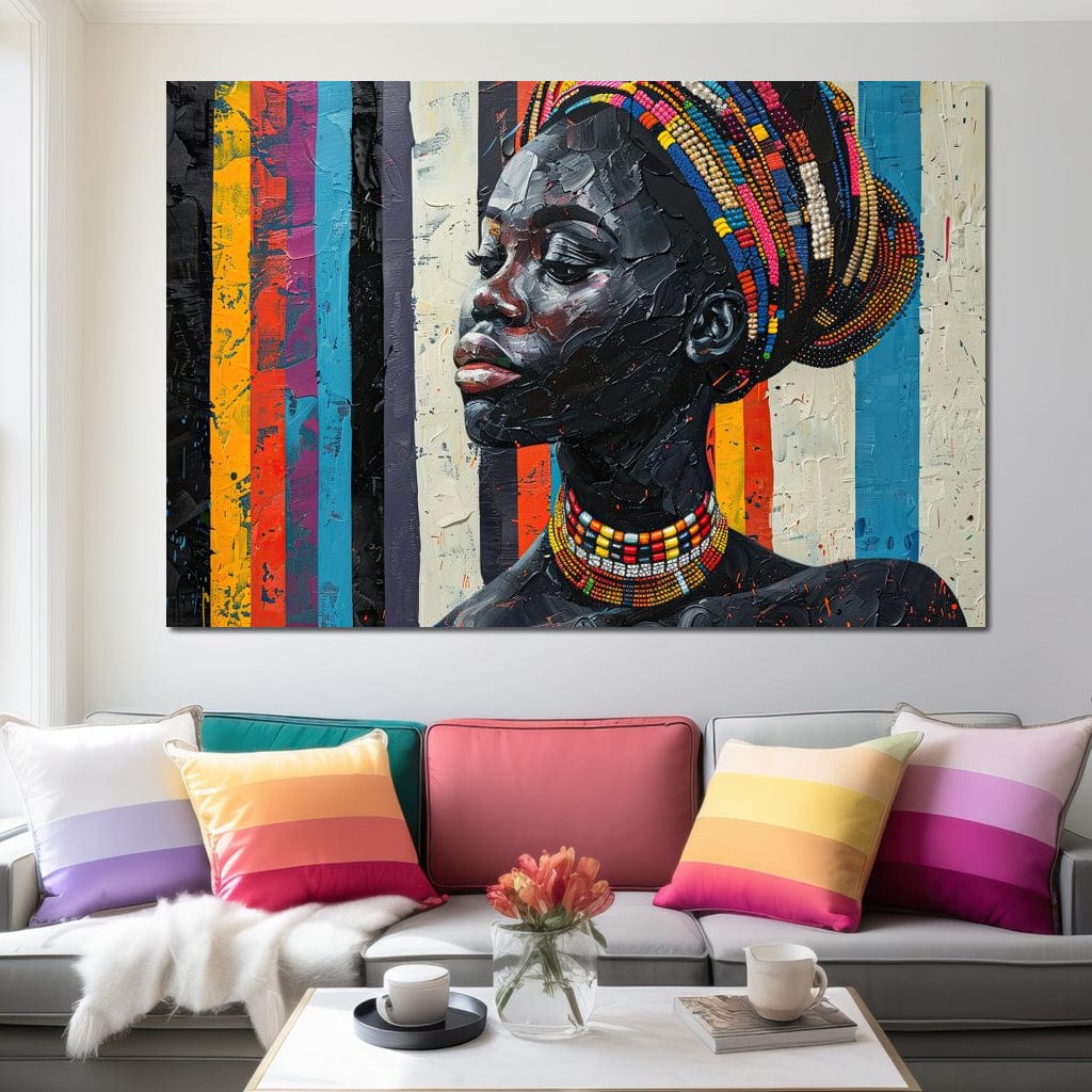 Tablou Canvas Premium, LuxCanva® G1118, Poveste din Africa,  Culori, Margele, Tribal, Contraste, Spirit, Perle, Identitate, Profil, Eleganta, Living, Dormitor