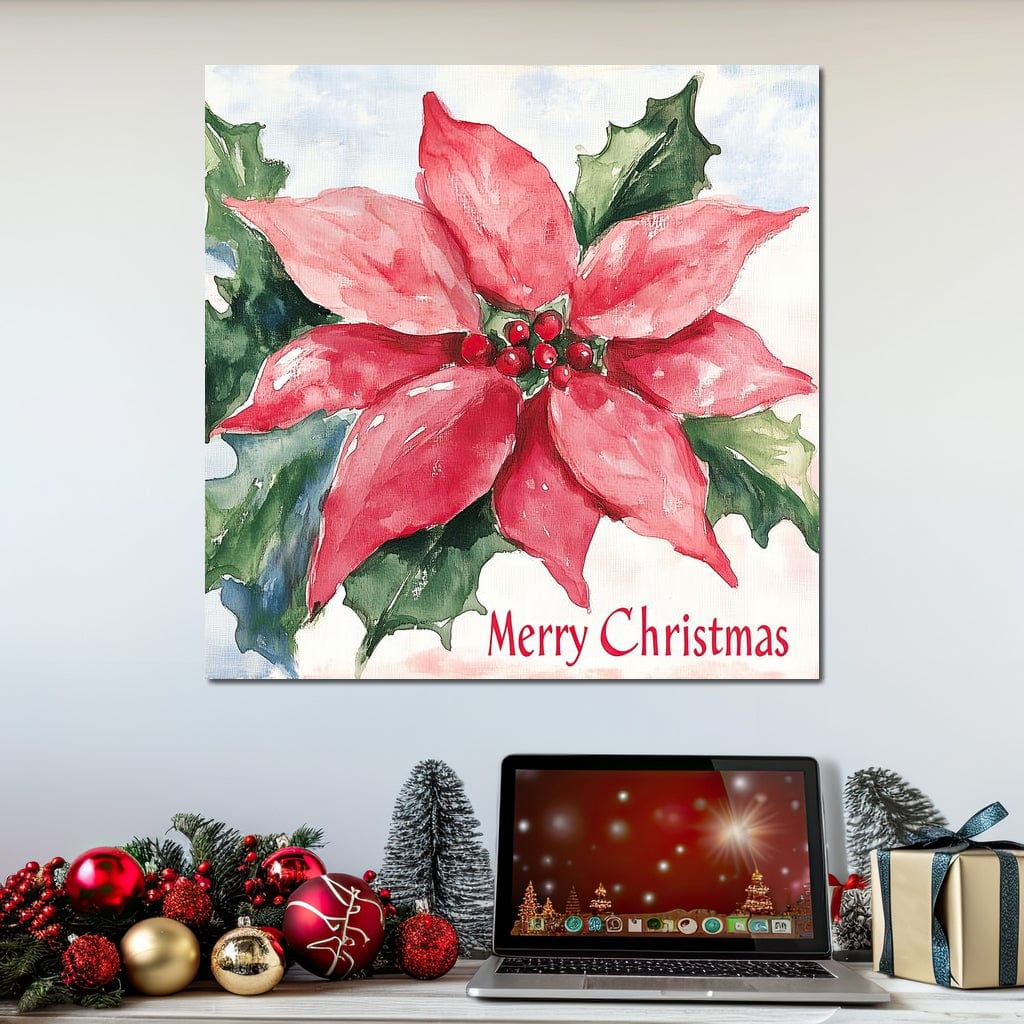 Tablou Canvas Premium LuxCanva® D1011, Sarbatoare Infloritoare , Ghiveci, Floare, Craciunita, Petale, Natura, Living Room, Culori vibrante