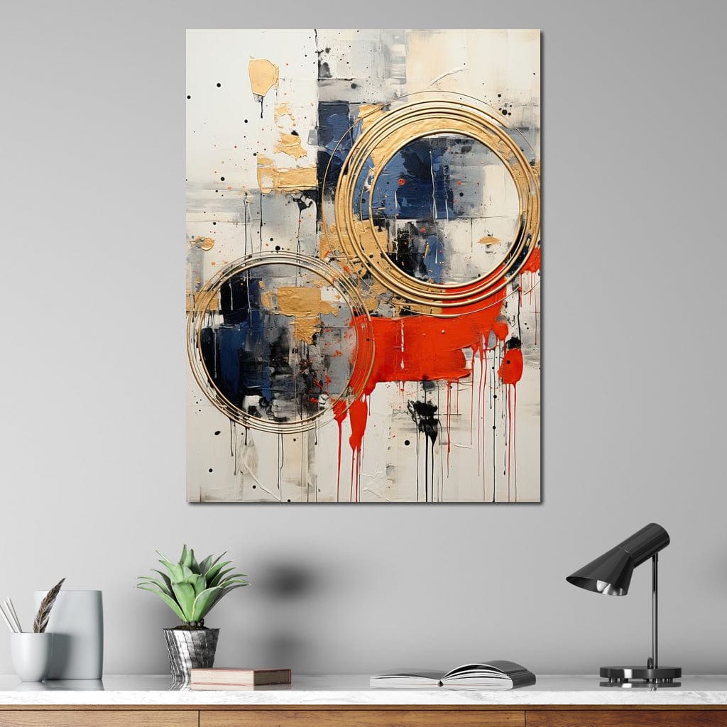 Tablou Canvas Premium, LuxCanva® J1020, Cercurile Timpului, Emotie, Cercuri, Aurii, Curgator, Compozitie, Decor, Statement, Impact, Frumos, Tuse, Living, Dormitor