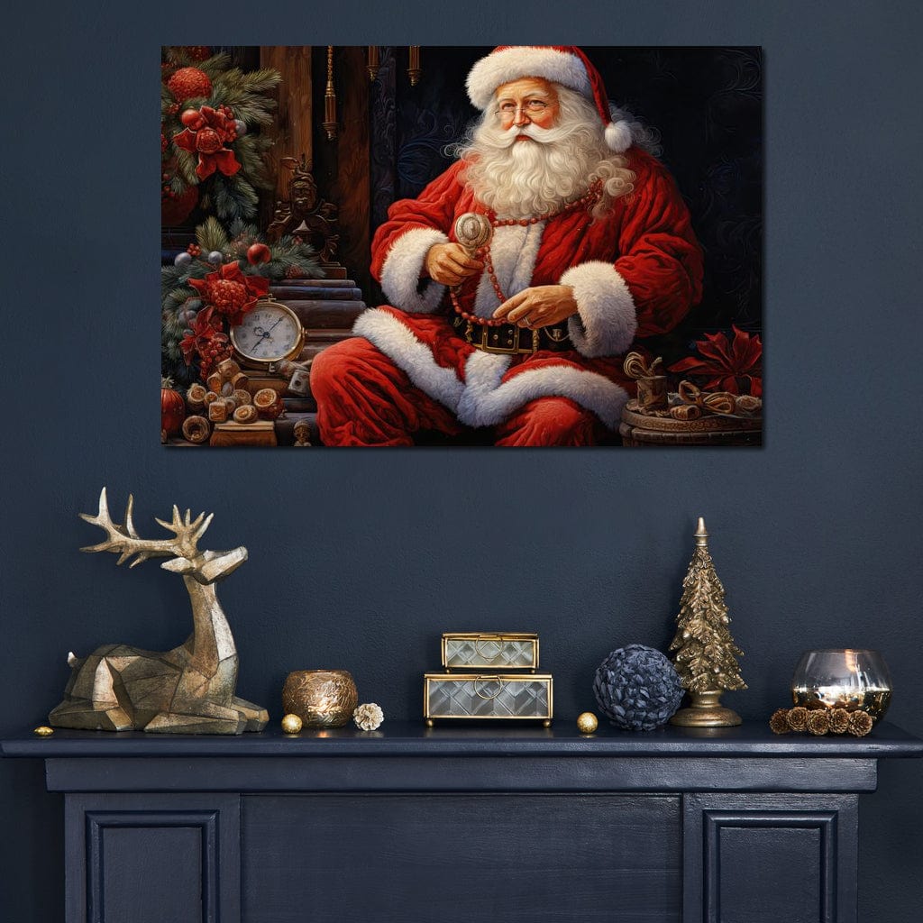 Tablou Canvas Premium LuxCanva® D1012, Minunatul Mos Craciun , Brad, Costum, Catifea, Santa, Magie, Living Room, Culori vibrante