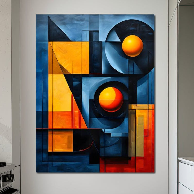 Tablou Canvas Premium, LuxCanva® J1013, Fragmente Din Soare, Arhitectura, Forme, Geometrie, Lumini, Umbre, Solar, Sistem, Flux, Fragmemnte, Cubism, Living, Dormitor