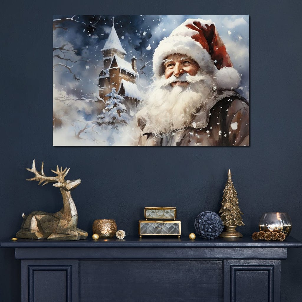 Tablou Canvas Premium LuxCanva® D1014, Lumea Magica a lui Mos Craciun ,  Cabana, Caciula, Mos, Magie, Living Room, Culori vibrante