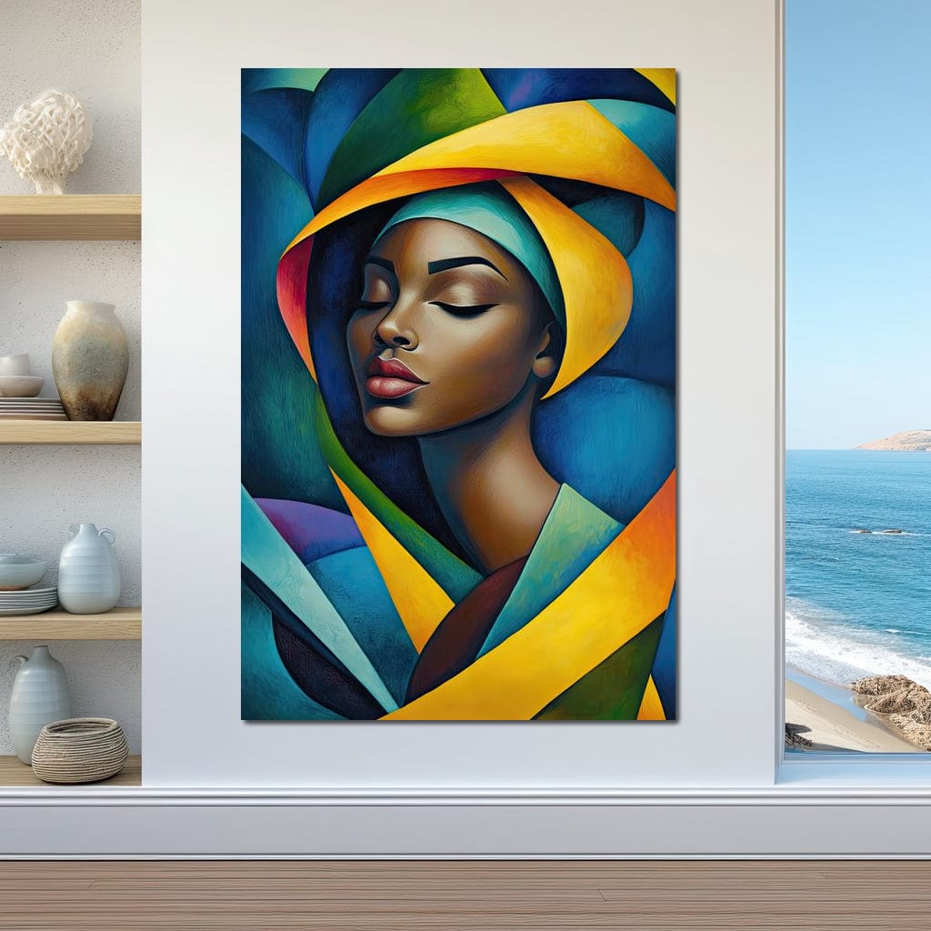 Tablou Canvas Premium, LuxCanva® G1160, Geometrie Tropicala, Abstract, Frumusete, Fashion, Colorat, Portret, Feminin, Contemporan, Cubism, Geometric, Chip, Fragil, Birou, Living, Dormitor