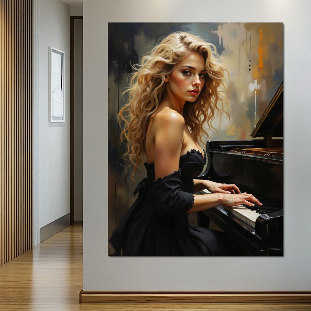 Tablou Canvas Premium, LuxCanva® G1169, Rapsodia Muzei, Simfonie, Melodie, Noapte, Fior, Acorduri, Pian, Domnisoara, Ecou, Armonii, Emotie, Eleganta, Melancolie, Par, Birou, Living, Dormitor