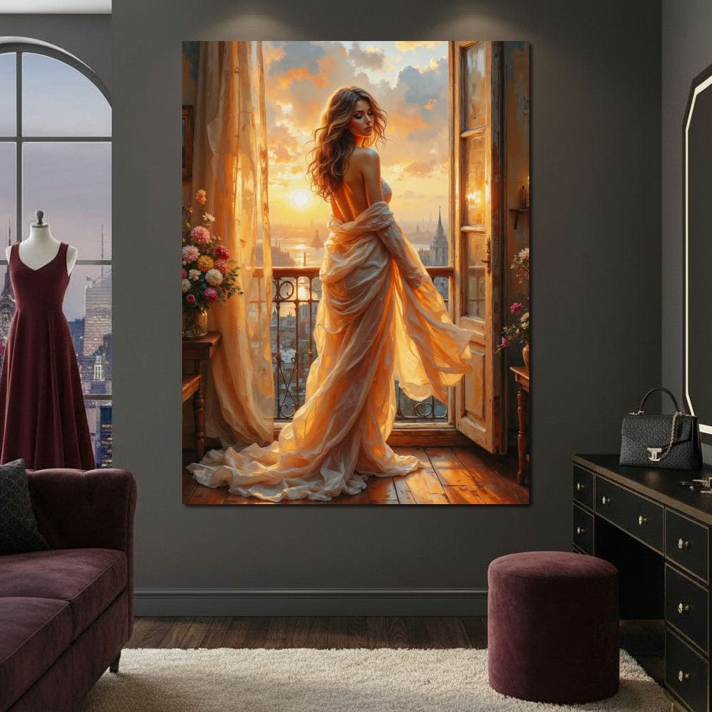 Tablou Canvas Premium, LuxCanva® G1240, Sclipiri de Dor,  Rasarit, Raza, Seara, Melancolie, Fragil, Frumusete, Vraja, Hipnotic, Diafan, Senzualitate, Emotie, Decoratiune, Zeita, Salon, Living, Dormitor