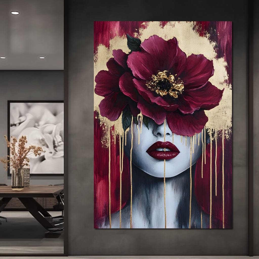 Tablou Canvas Premium, LuxCanva® G1139, Chipul Ascuns, Timiditate, Mov, Violet, Buze, Rafinament, Artistic, Lux, Pasiune, Noblete, Regina, Unicitate, Glamour, Birou, Living