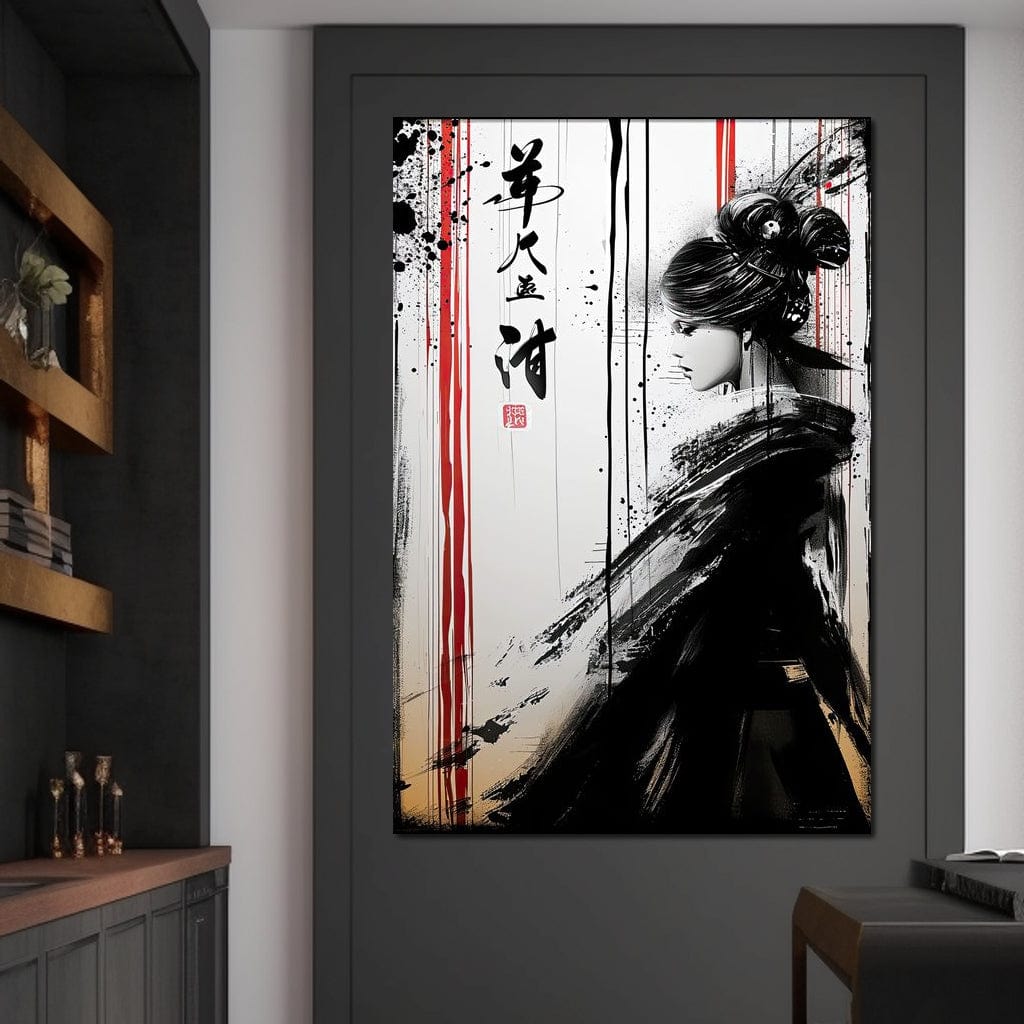Tablou Canvas Premium LuxCanva® G1061, Aleasa Samuraului , Gheisa, Eterna, Litere, Japoneze, Tus, Negru, Sotie, Zen, Umbra, Living, Dormitor