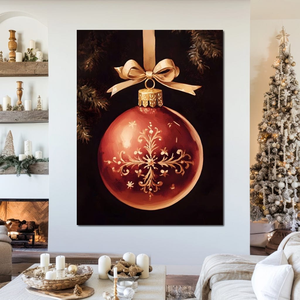 Tablou Canvas Premium, LuxCanva® D1079, Simbol Regal, Rosu, Festiv, Funda, Aurie, Traditie, Ornament, Detaliu, Lux, Povestire, Anotimp, Frig, Brad, Eleganta, Impodobit, Camera Copil, Living, Dormitor