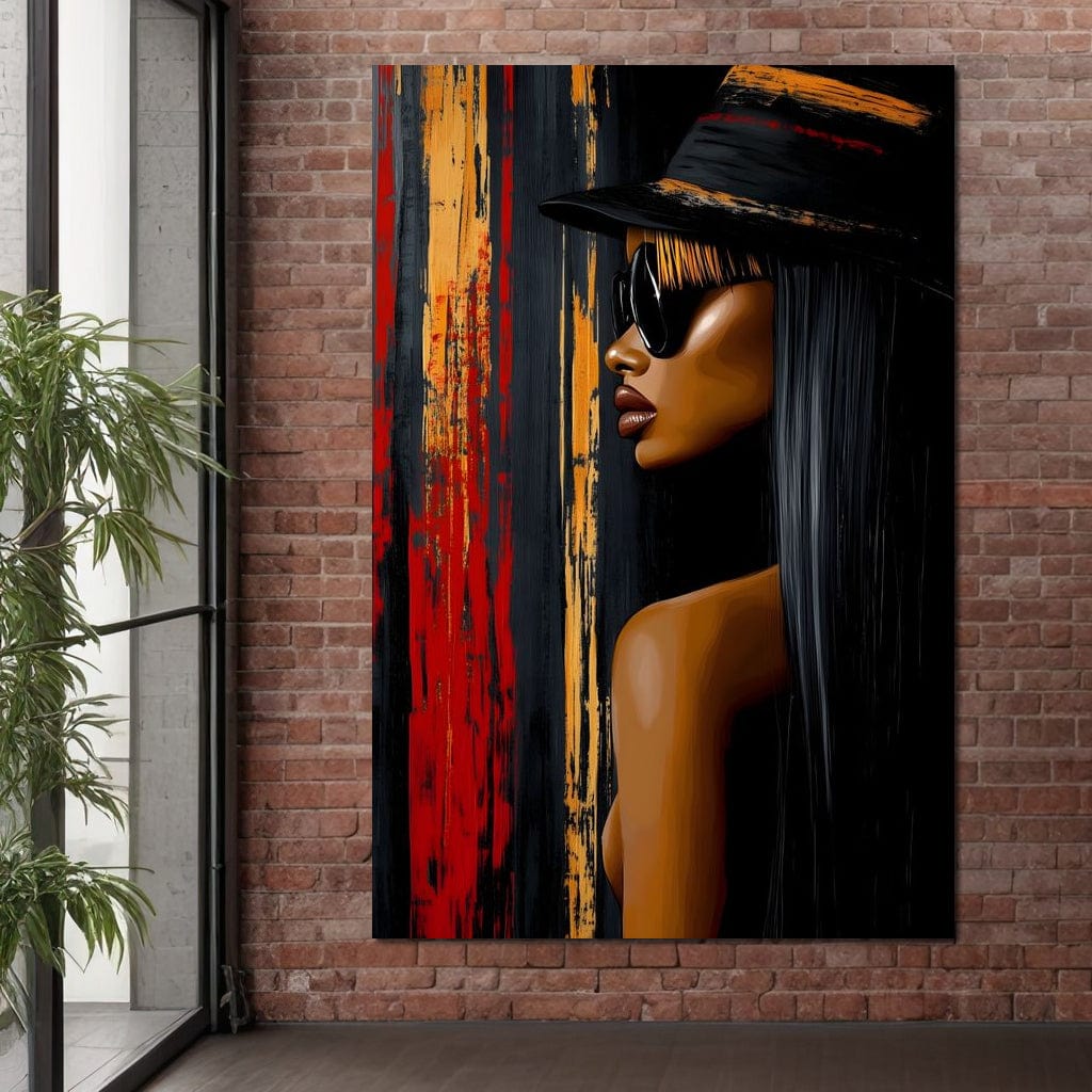 Tablou Canvas Premium, LuxCanva® G1177, Oglinda Orasului, Lateral, Urban, Rosu, Negru, Auriu, Moda, Podium, Tacere, Penumbra, Stralucire, Profund, Birou, Living, Dormitor