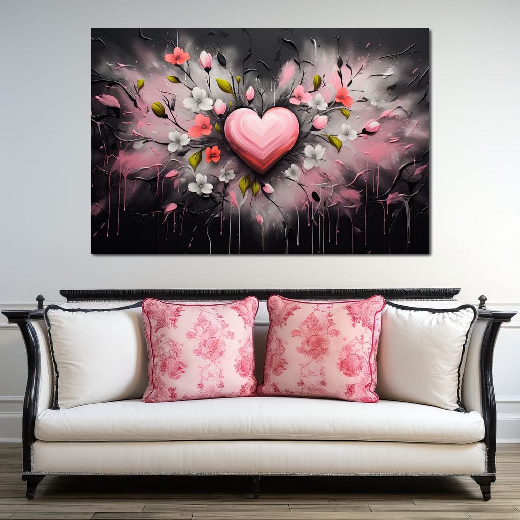 Tablou Canvas Premium LuxCanva® E1009, Rasaritul Inimii in Floare, Iubire, Foc, Delicatete, Romantism, Roz, Living Room, Culori vibrante