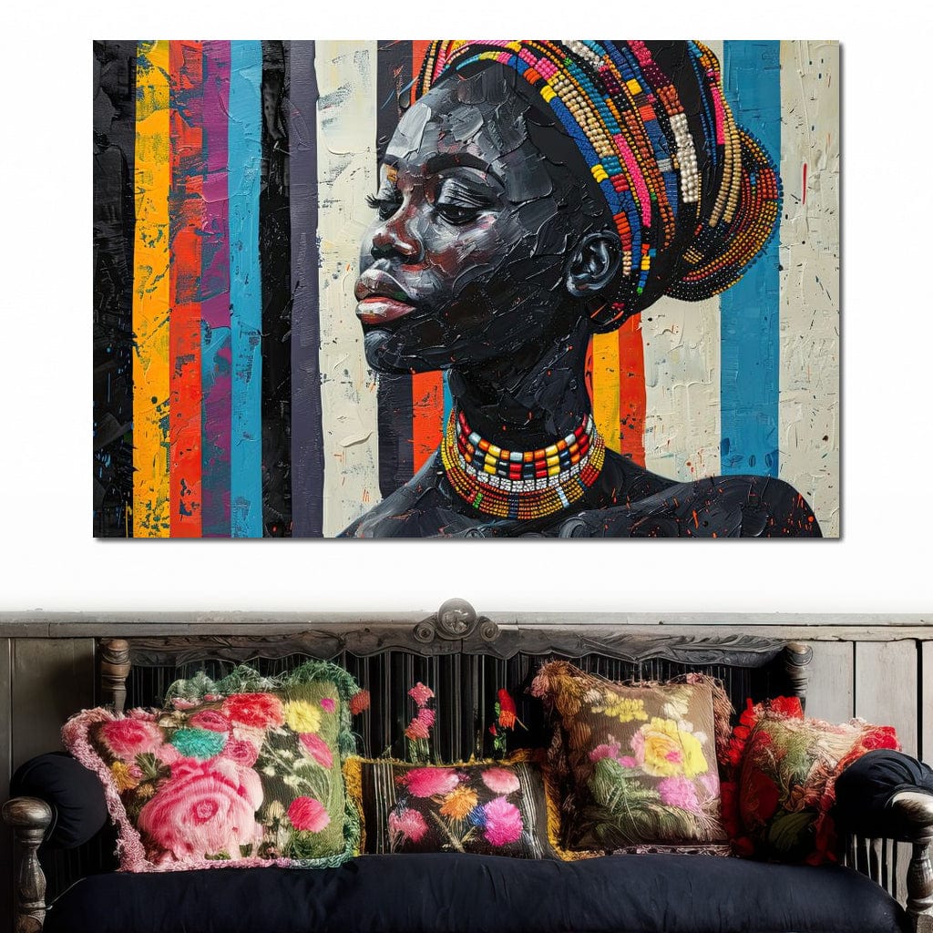 Tablou Canvas Premium, LuxCanva® G1118, Poveste din Africa,  Culori, Margele, Tribal, Contraste, Spirit, Perle, Identitate, Profil, Eleganta, Living, Dormitor