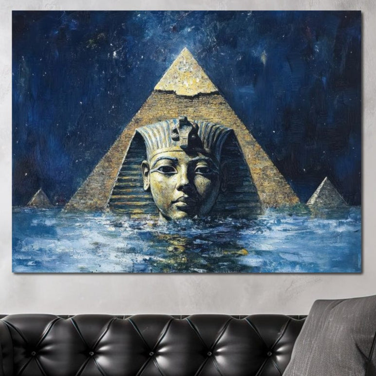 Tablou Canvas Premium, LuxCanva® O1039, Misterele Faraonilor, Piramida, Apa, Eternitate, Chip, Egipt, Antic, Putere, Stravechi, Sfinx, Sacral, Simboluri, Civilizatie, Templu, Birou, Living, Dormitor