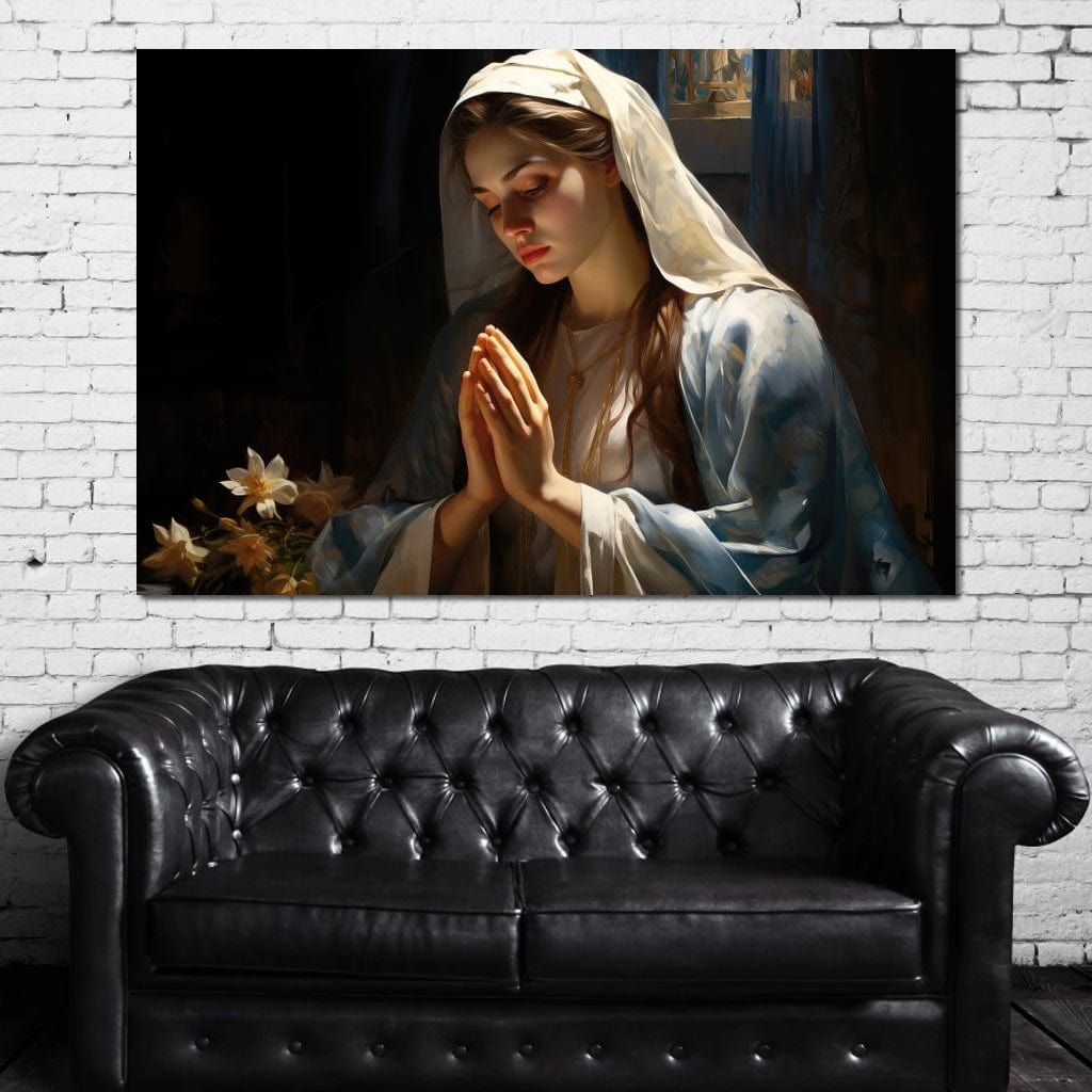 Tablou Canvas Premium LuxCanva® H1037, Mama Luminii, Fecioara Maria, Rugaciune, Lumina, Credinta, Pace, Har, Blandete, Divin, Arta Religioasa, Living, Dormitor