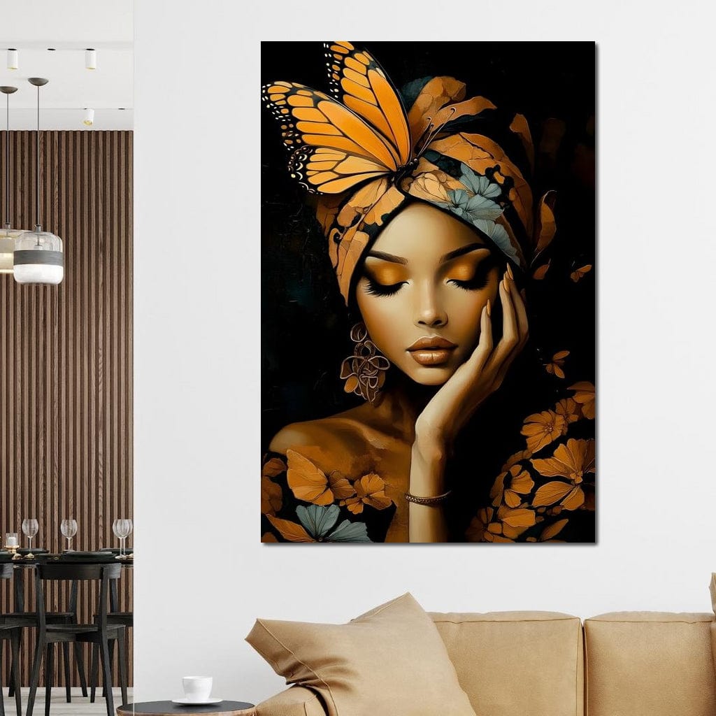 Tablou Canvas Premium, LuxCanva® G1129, Serenitate in Chihlimbar, Ganduri, Frumusete, Visare, Rabdare, Aura, Meditatie, Calm, Femeie, Living, Dormitor