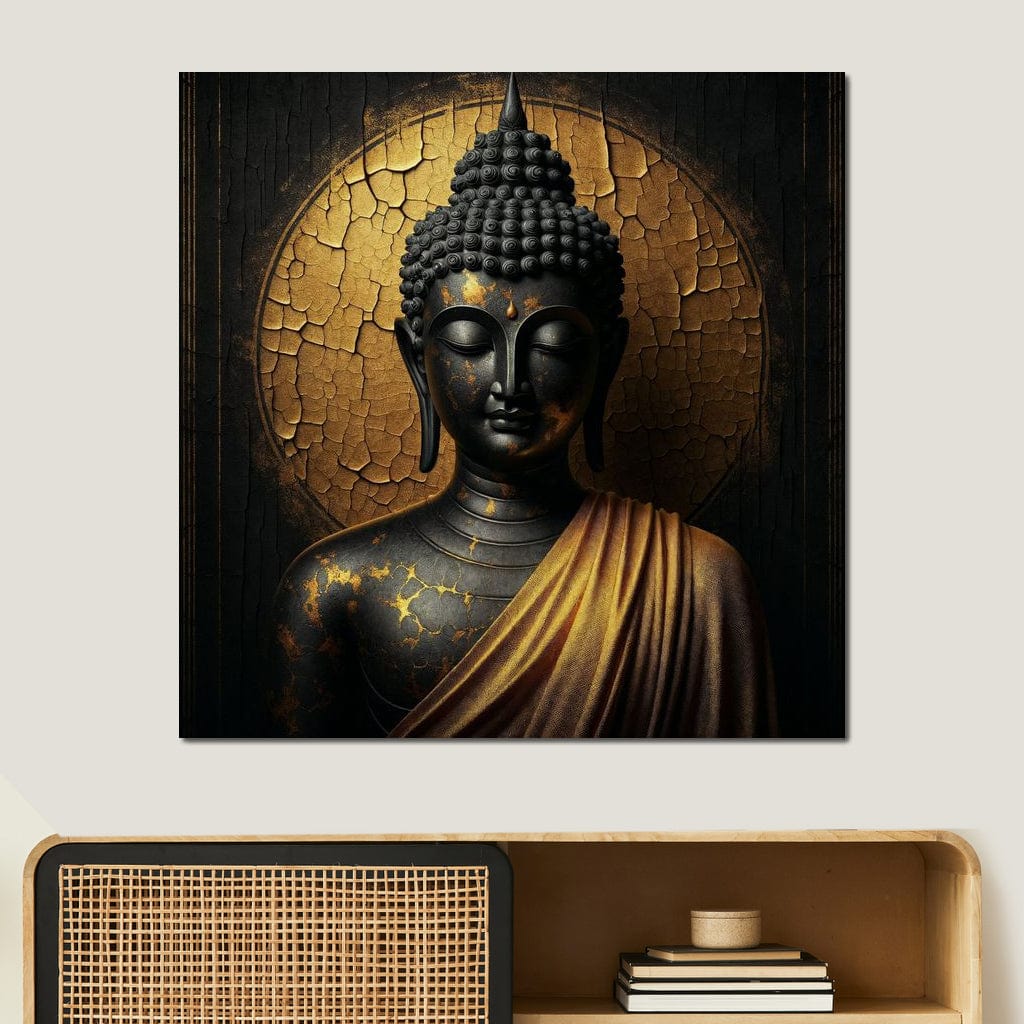 Tablou Canvas Premium LuxCanva® I131, Iluminarea Tacuta, Buddha, Zen, Spiritualitate, Meditatie, Armonie, Iluminare, Echilibru, Gold, Cadou Simbolic, Living, Dormitor