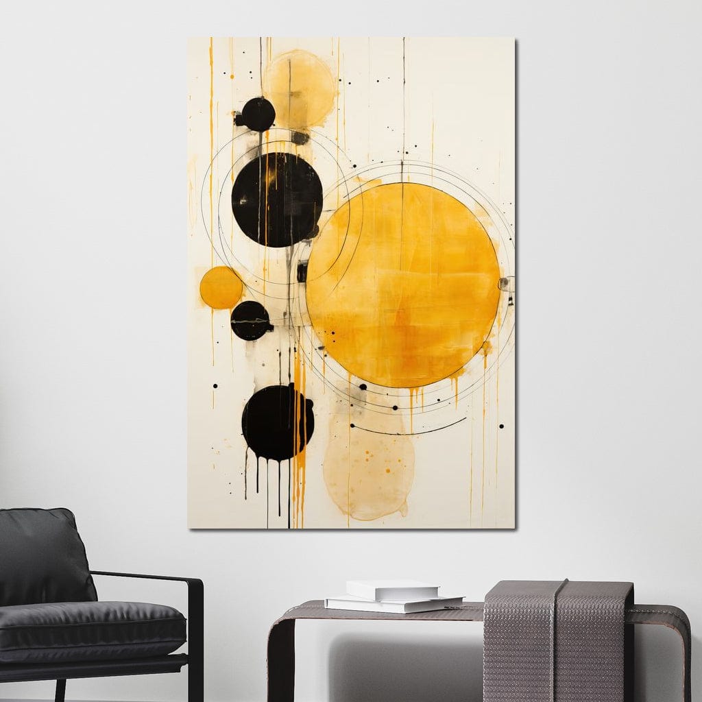 Tablou Canvas Premium, LuxCanva® J1025, Orologiul Universului, Eclipsa, Atractie, Radiatie, Galben, Negru, Mister, Infinit, Cercuri, Solar, Umbre, Living, Dormitor