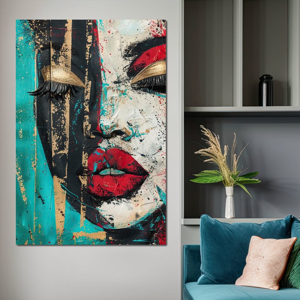 Tablou Canvas Premium LuxCanva® G1024, Femeia Din Haos , Avangardist, Culori, Metalic, Portret, Expresionism, Emotie, Roz, Living, Dormitor