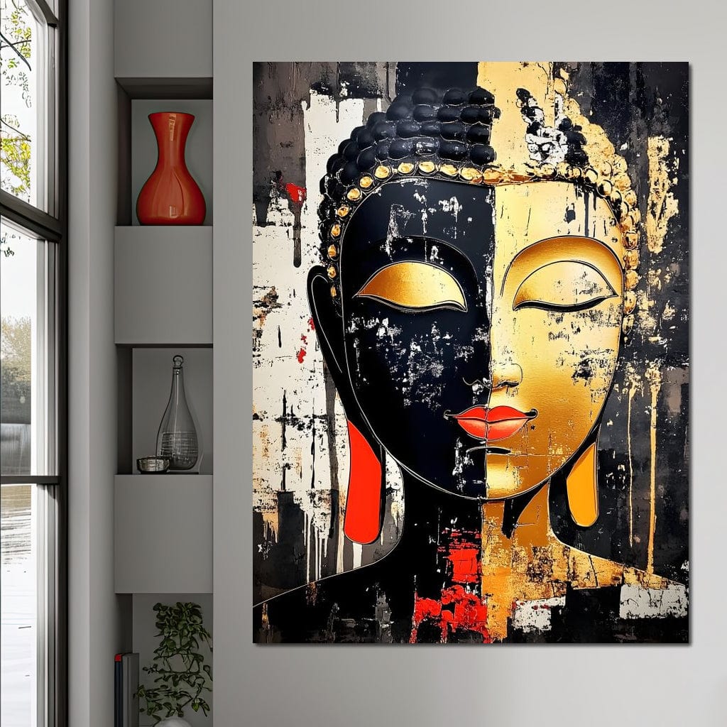 Tablou Canvas Premium LuxCanva® I149, Dualitate Sacra, Zen, Echilibru, Meditatie, Spiritualitate, Contemplare, Armonie, Reflexie, Buze Rosii, Eleganta, Living, Dormitor