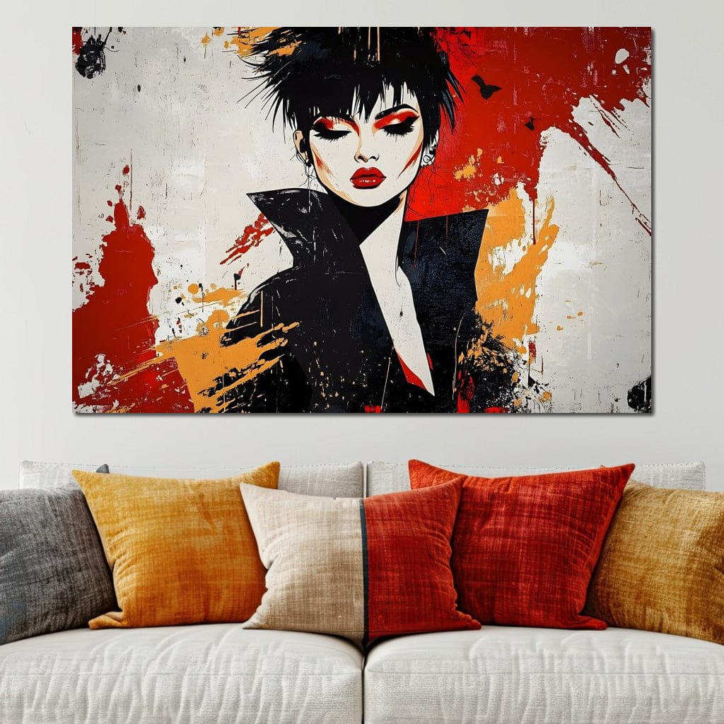 Tablou Canvas Premium, LuxCanva® G1179, Razboinica Glam,  Queen, Punk, Eleganta, Stil, Vestimentatie, Cartier, Club, Show, Muzica, Adrenalina, Umbre, Buze, Birou, Living, Dormitor