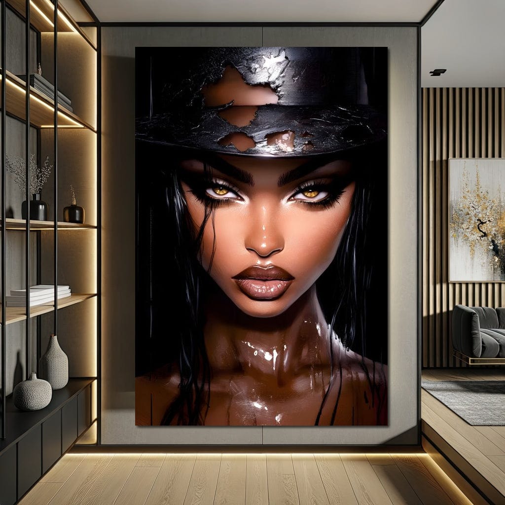 Tablou Canvas Premium, LuxCanva® G1185, Privirea care Topeste, Foc, Privire, Hipnotic, Salbatica, Patrunzatoare, Periculos, Luciu, Dark, Glam, Senzual, Privire, Birou, Living, Dormitor