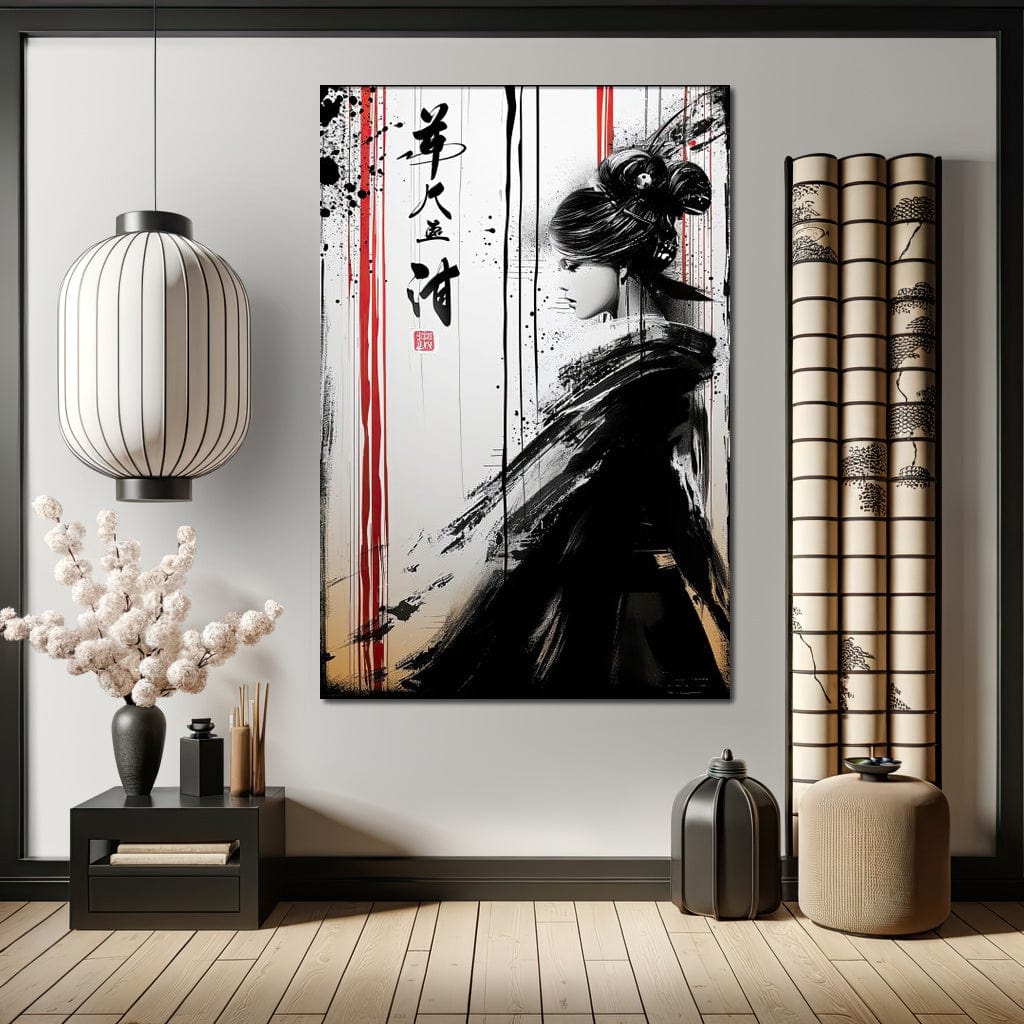 Tablou Canvas Premium LuxCanva® G1061, Aleasa Samuraului , Gheisa, Eterna, Litere, Japoneze, Tus, Negru, Sotie, Zen, Umbra, Living, Dormitor