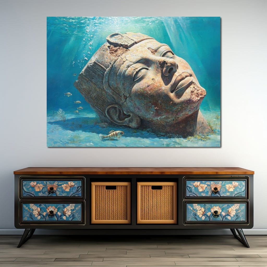 Tablou Canvas Premium, LuxCanva® O1052, Faraonul din Adancuri, Scufundat, Tacere, Liniste, Pierdut, Somn, Ocean, Mostenire, Egipt, Nil, Civilizatie, Timp, Subacvatic, Etern, Birou, Living, Dormitor