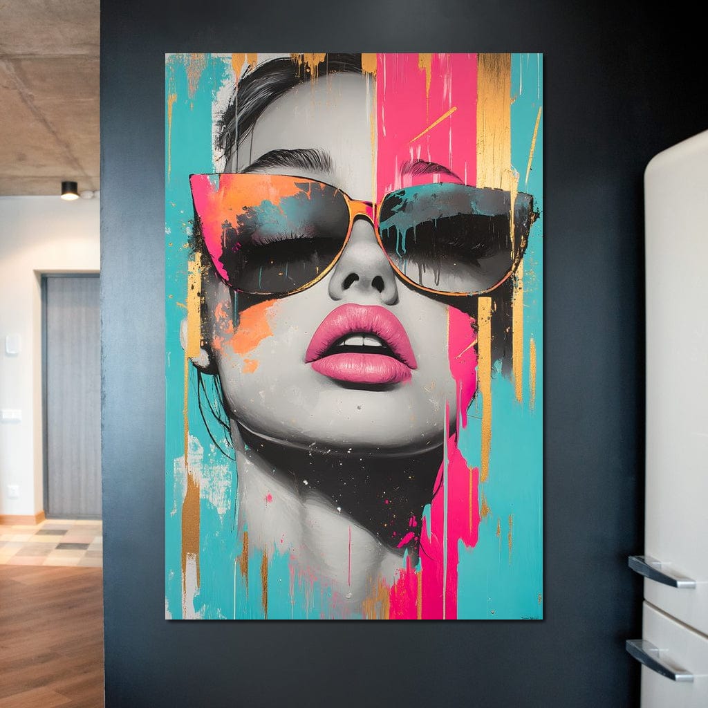 Tablou Canvas Premium, LuxCanva® G1143, Diva Urbana, Pop Art, Street Art, Culori, Ochelari de Soare, Modern, Glam, Club, Distractie, Fashion, Lifestyle, Tinerete, Birou, Living