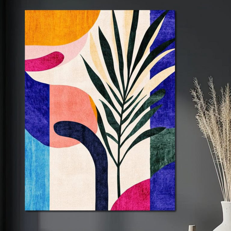 Tablou Canvas Premium, LuxCanva® J1008, Tropice Abstracte, Frunze, Culori, Caldura, Exotic, Palmier, Decorativ, Vesela, Plante, Atmosfera, Living, Dormitor