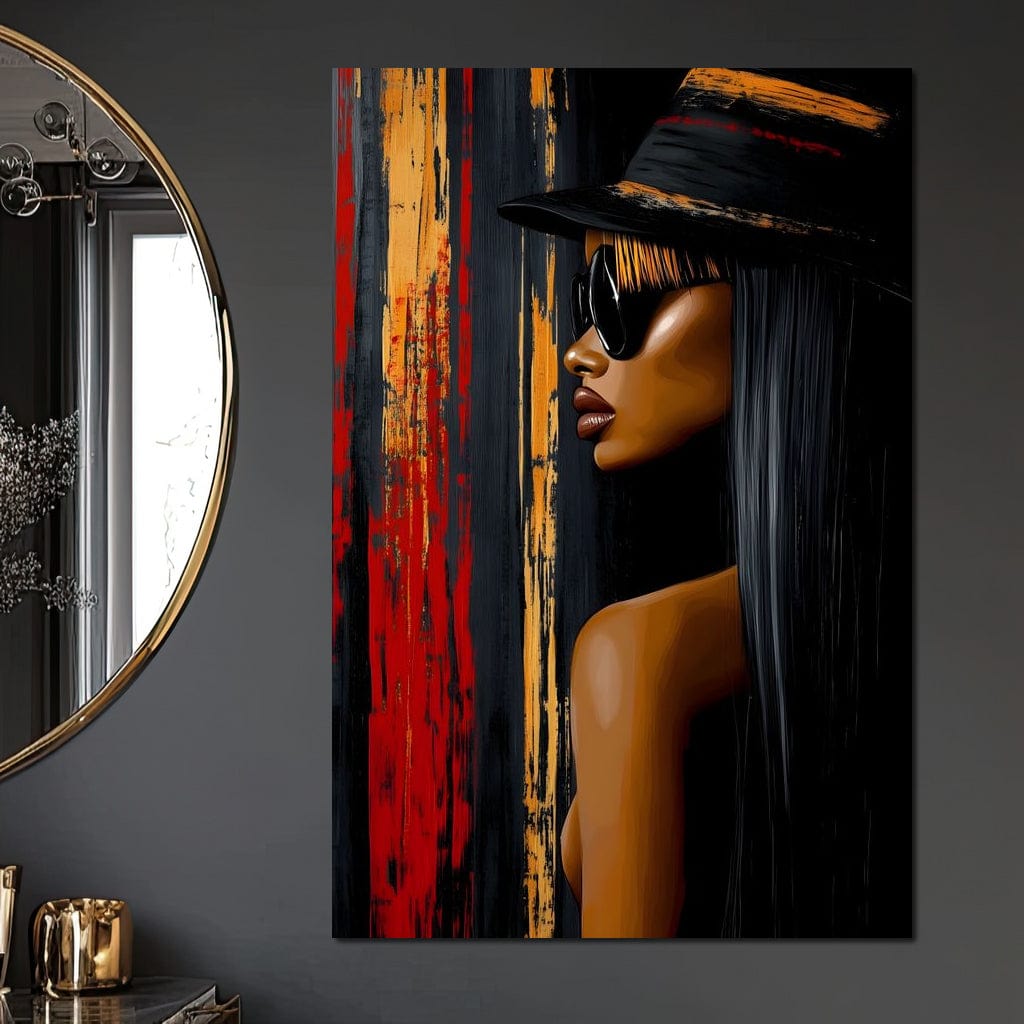Tablou Canvas Premium, LuxCanva® G1177, Oglinda Orasului, Lateral, Urban, Rosu, Negru, Auriu, Moda, Podium, Tacere, Penumbra, Stralucire, Profund, Birou, Living, Dormitor