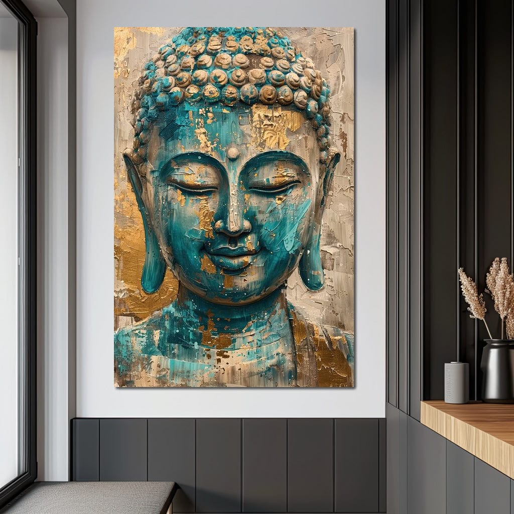 Tablou Canvas Premium LuxCanva® I134, Spiritul Turcoaz, Buddha, Zen, Meditatie, Calm, Armonie, Mistic, Emotie, Pace Interioara, Renastere, Pictura, Arta, Living, Dormitor