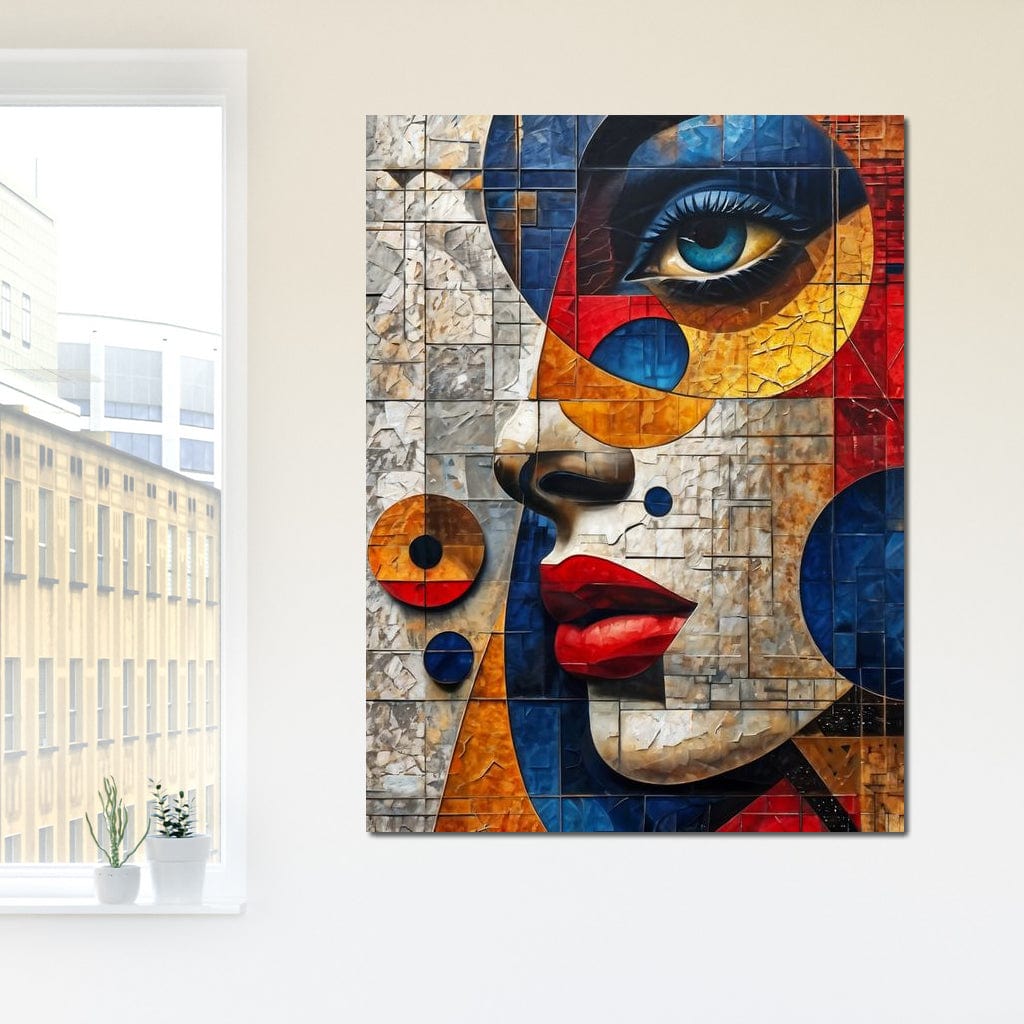 Tablou Canvas Premium, LuxCanva® J1014, Mozaic de Emotii, Fragmente, Privire, Frumusete, Puzzle, Cuburi, Vizual, Transformare, Cercuri, Stilizat, Glam, Living, Dormitor