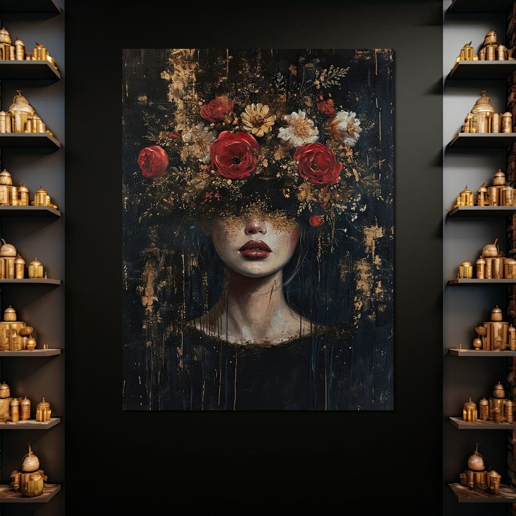 Tablou Canvas Premium, LuxCanva® G1200, Regina Florilor Nocturne, Gradina, Interior, Trandafiri, Tacere, Visare, Petale, Natura, Roze, Mitologic, Splendoare, Birou, Living, Dormitor