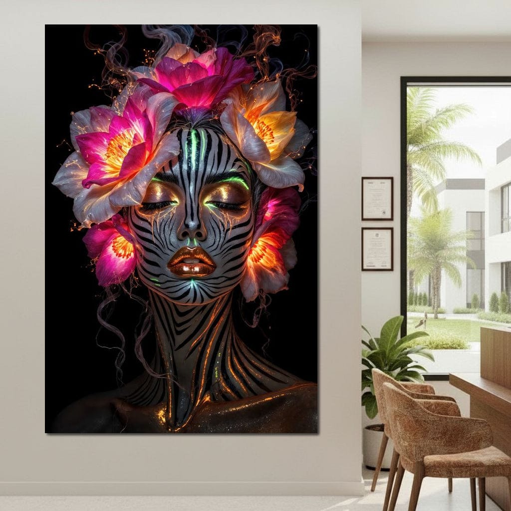 Tablou Canvas Premium, LuxCanva® G1243, Zebra Celesta, Cosmic, Flori, Foc, Nocturn, Spirit, Regina, Lumina, Electric, Metamorfoza, Vis, Flacara, Neon, Mistic, Energie, Tacere, Salon, Living, Dormitor