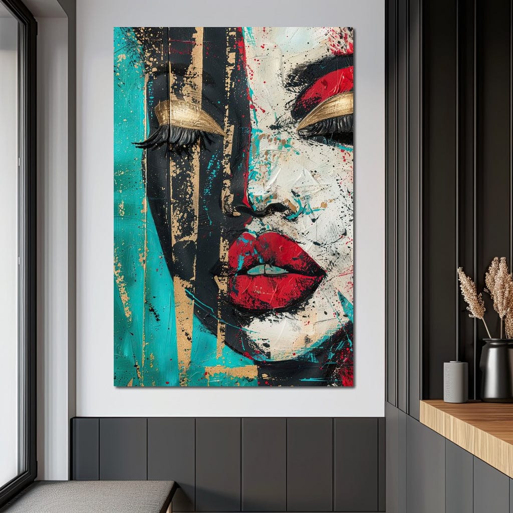 Tablou Canvas Premium LuxCanva® G1024, Femeia Din Haos , Avangardist, Culori, Metalic, Portret, Expresionism, Emotie, Roz, Living, Dormitor