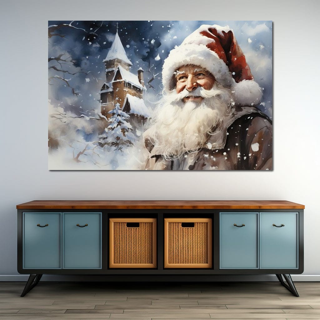 Tablou Canvas Premium LuxCanva® D1014, Lumea Magica a lui Mos Craciun ,  Cabana, Caciula, Mos, Magie, Living Room, Culori vibrante