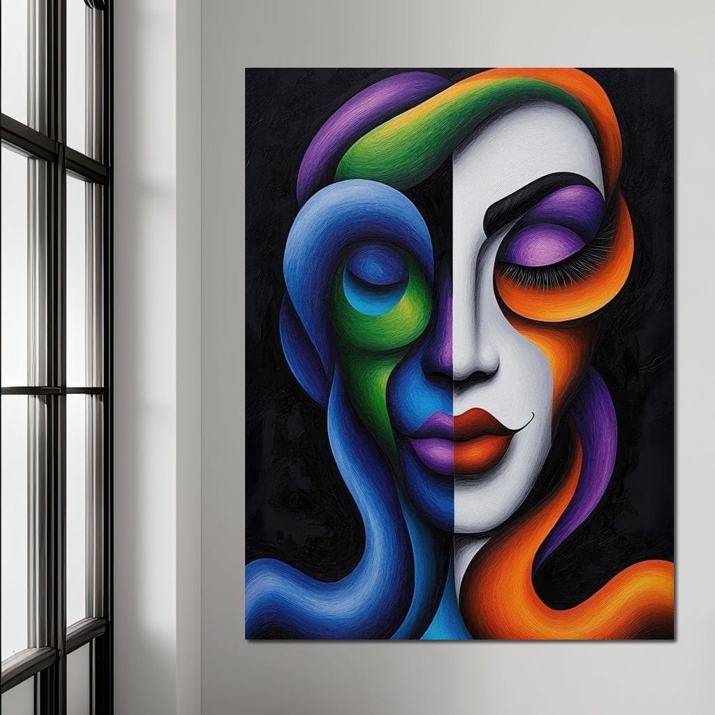 Tablou Canvas Premium, LuxCanva® G1128, Puterea din Intuneric, Razboinica, Tribal, Forta, Dramatism, Lupta, Mister, Contraste, Privire, Salbatica, Living, Dormitor