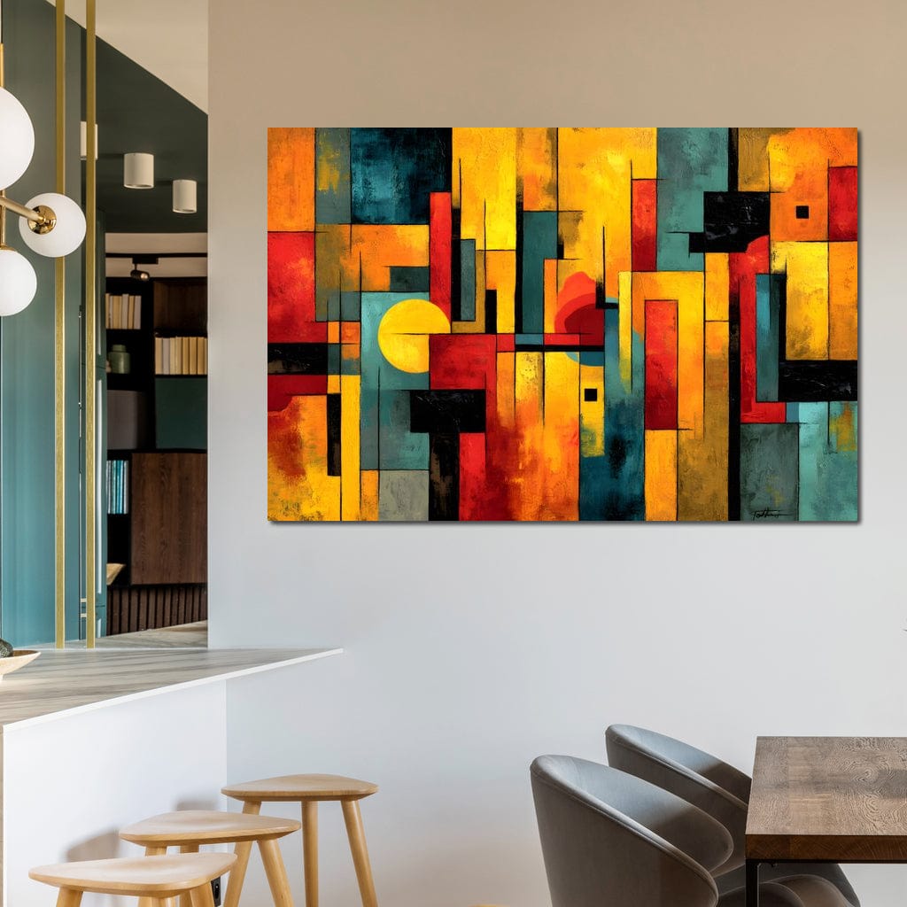 Tablou Canvas Premium, LuxCanva® J1027, Orasul Culorilor, Metropola, Urbana, Solar, Vise, Falii, Energie, Dinamism, Vibratie, Contraste, Intensitate, Living, Dormitor