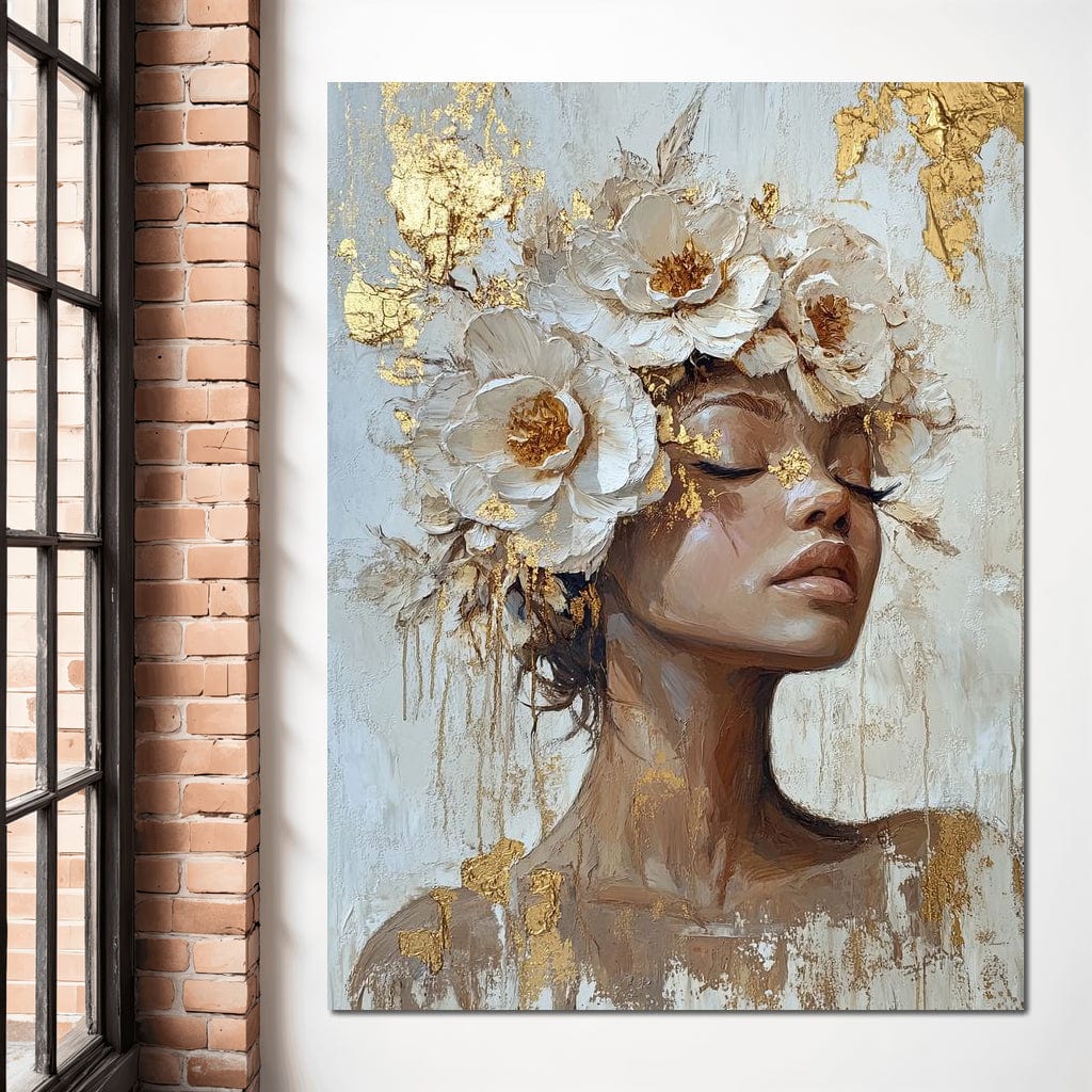 Tablou Canvas Premium LuxCanva® G1037, Esenta Angelica , Gratie, Spirit, Seninatate, Frumusete, Divina, Alb, Aur, Esenta, Living, Dormitor