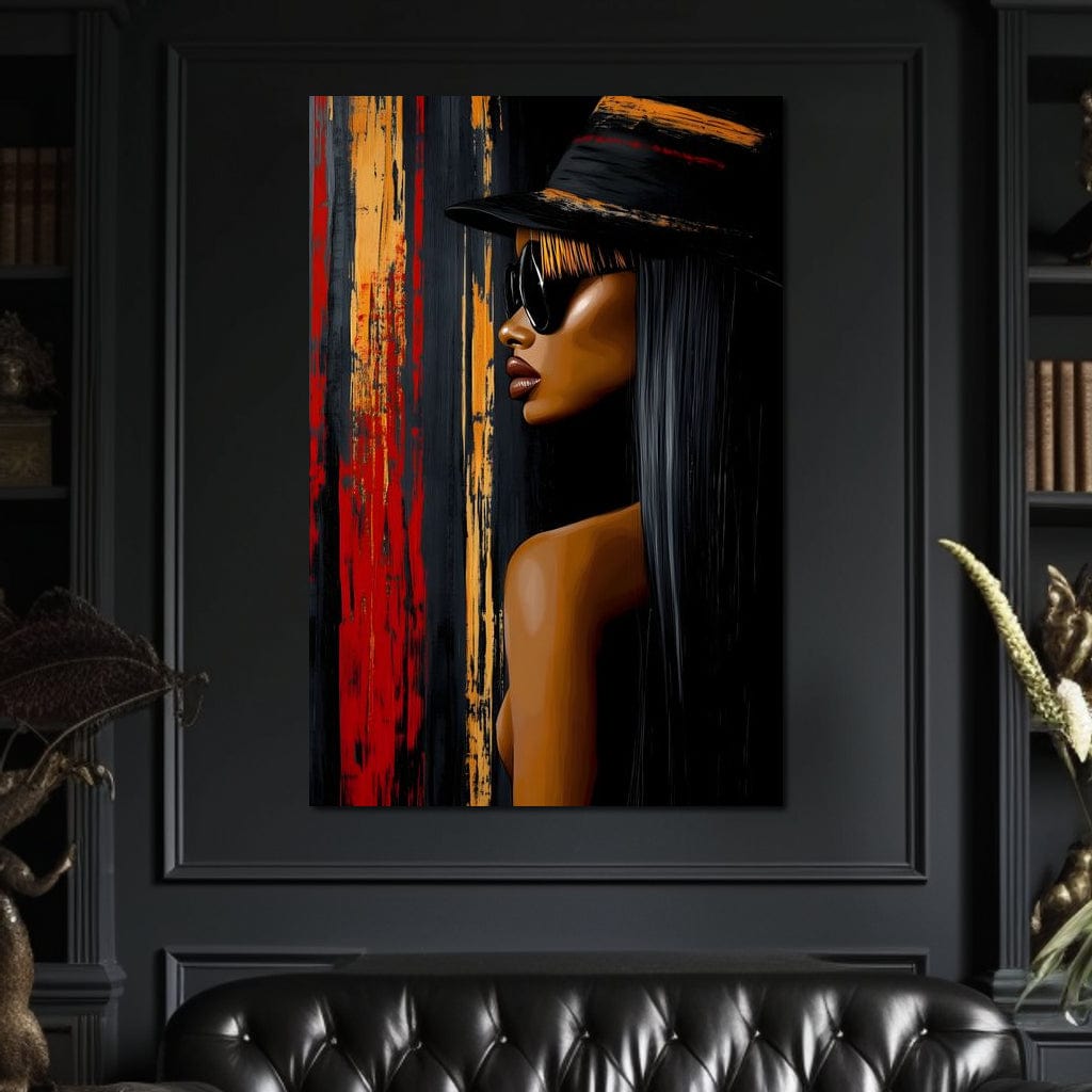 Tablou Canvas Premium, LuxCanva® G1177, Oglinda Orasului, Lateral, Urban, Rosu, Negru, Auriu, Moda, Podium, Tacere, Penumbra, Stralucire, Profund, Birou, Living, Dormitor