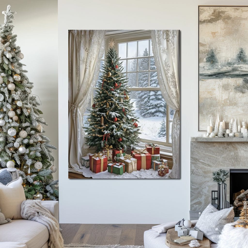 Tablou Canvas Premium LuxCanva® D1004, Brad de Craciun , Relaxare, Family, Sarbatori, Living Room, Globuri, Culori Vibrante
