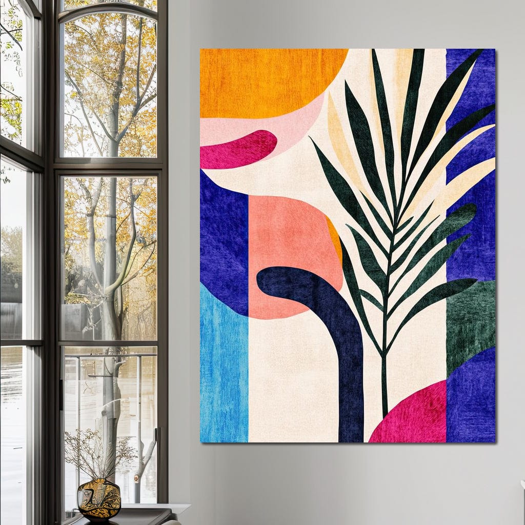 Tablou Canvas Premium, LuxCanva® J1008, Tropice Abstracte, Frunze, Culori, Caldura, Exotic, Palmier, Decorativ, Vesela, Plante, Atmosfera, Living, Dormitor