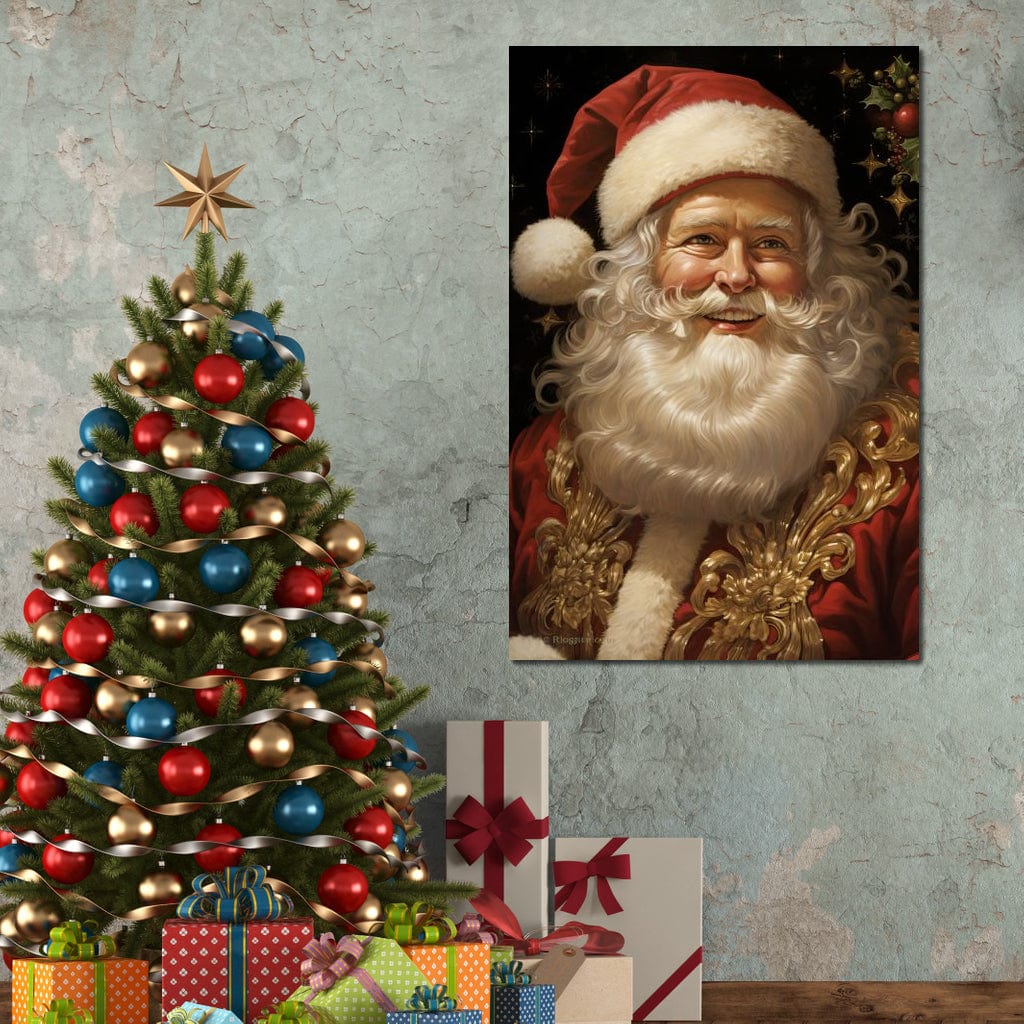 Tablou Canvas Premium LuxCanva® D1035, Zambetul lui Mos Craciun , Barba, Alba, Santa Claus, Bucurie, Zambet, Living Room, Culori vibrante