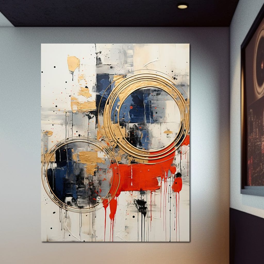 Tablou Canvas Premium, LuxCanva® J1020, Cercurile Timpului, Emotie, Cercuri, Aurii, Curgator, Compozitie, Decor, Statement, Impact, Frumos, Tuse, Living, Dormitor